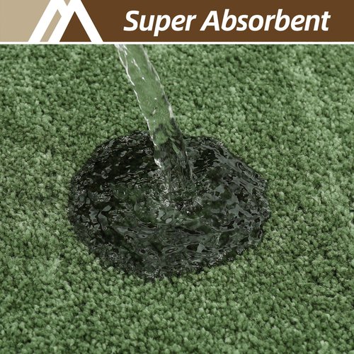 COSY HOMEER Toilet Rugs U-Shaped 24"x20",Soft Absorbent Bath Mat with Non-Slip TPR Backing, Machine Washable Shaggy Bath Rug for Toilet,Green