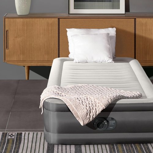 Intex TruAire Luxury Air Mattress - Fiber-Tech Construction | Built-in Electric Pump & Multizone Support