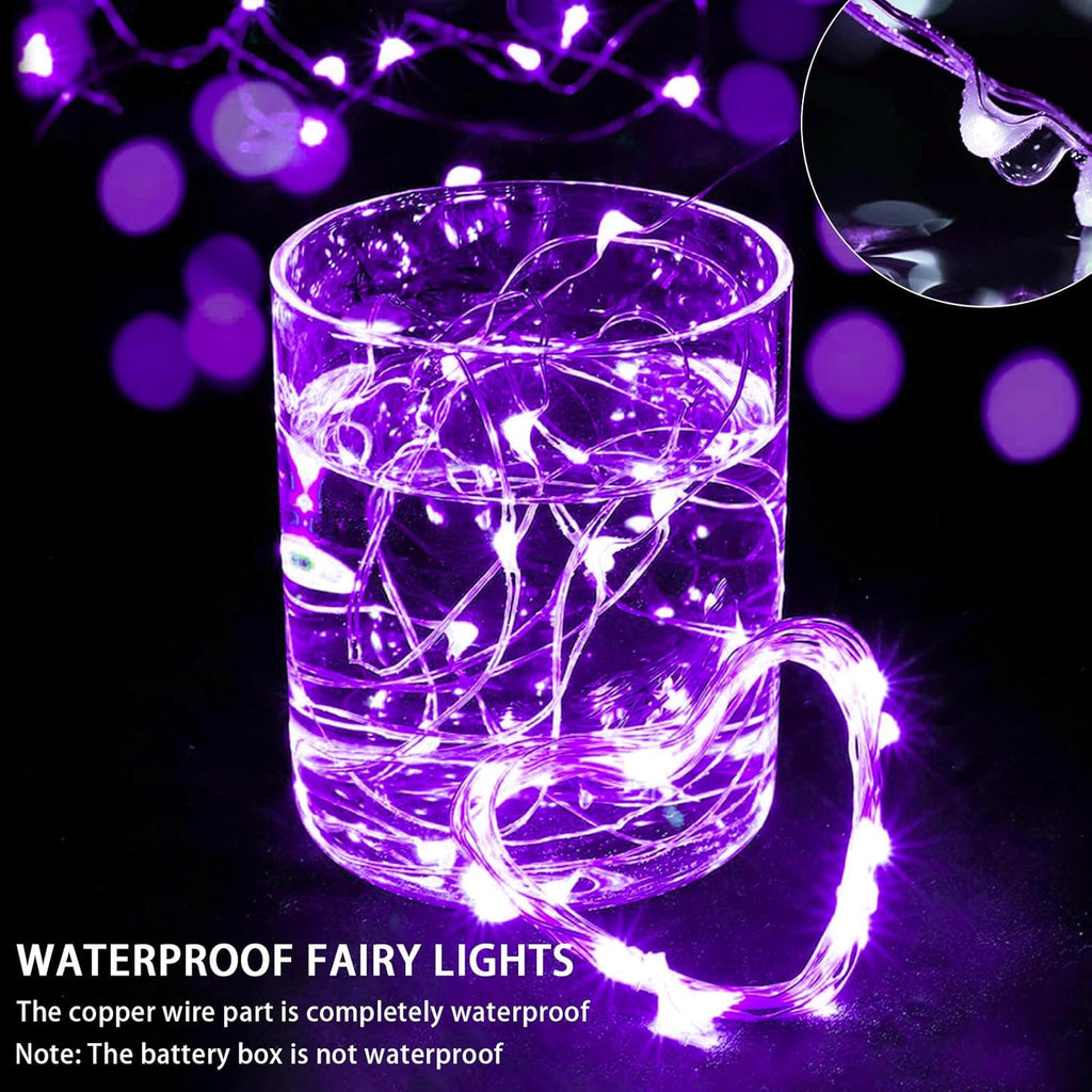 Purple Fairy Lights by [Brand Name] - 24 Pack 7Ft 20 LED Twinkle String Lights | Battery Operated & Waterproof for Weddings, Halloween, Christmas, and Parties
