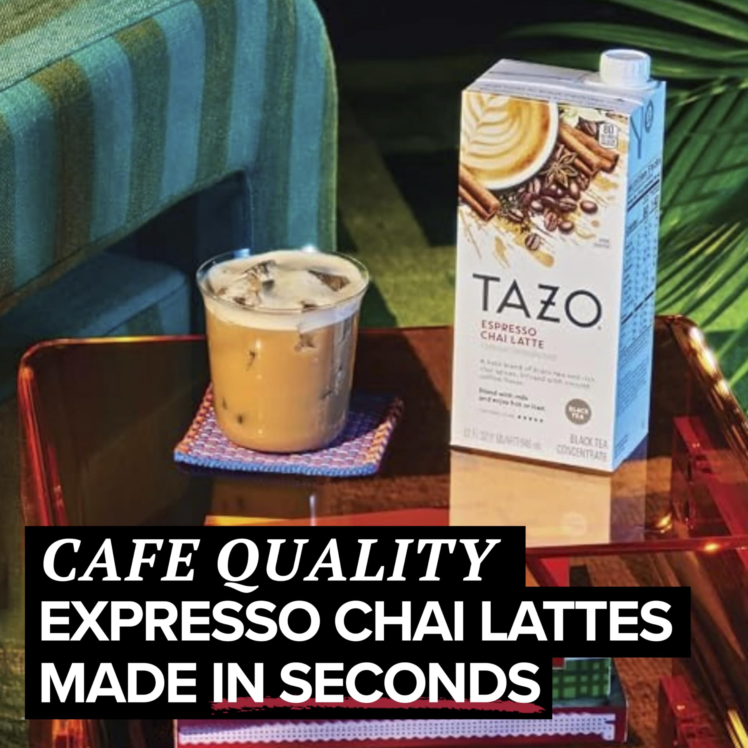 TAZO Decaf Gingerbread Spice Latte Tea Concentrate, 32 Fl Oz Carton (Pack of 2)