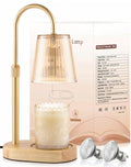 Adjustable Candle Warmer Lamp with Timer - Electric Light Wax Warming Dimmable Flameless Top Melter Heater Melting Heating Height Small Jar Candles Gifts Women Mom Birthday Home Desk Modern Decor