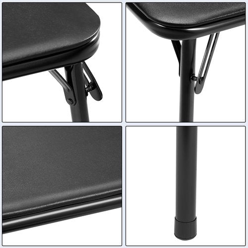 VECELO 34'' Folding Card Table with Black PU Padded Tabletop, Portable Multifunctional for Indoor/Outdoor, Home, Parties, Picnics, Games