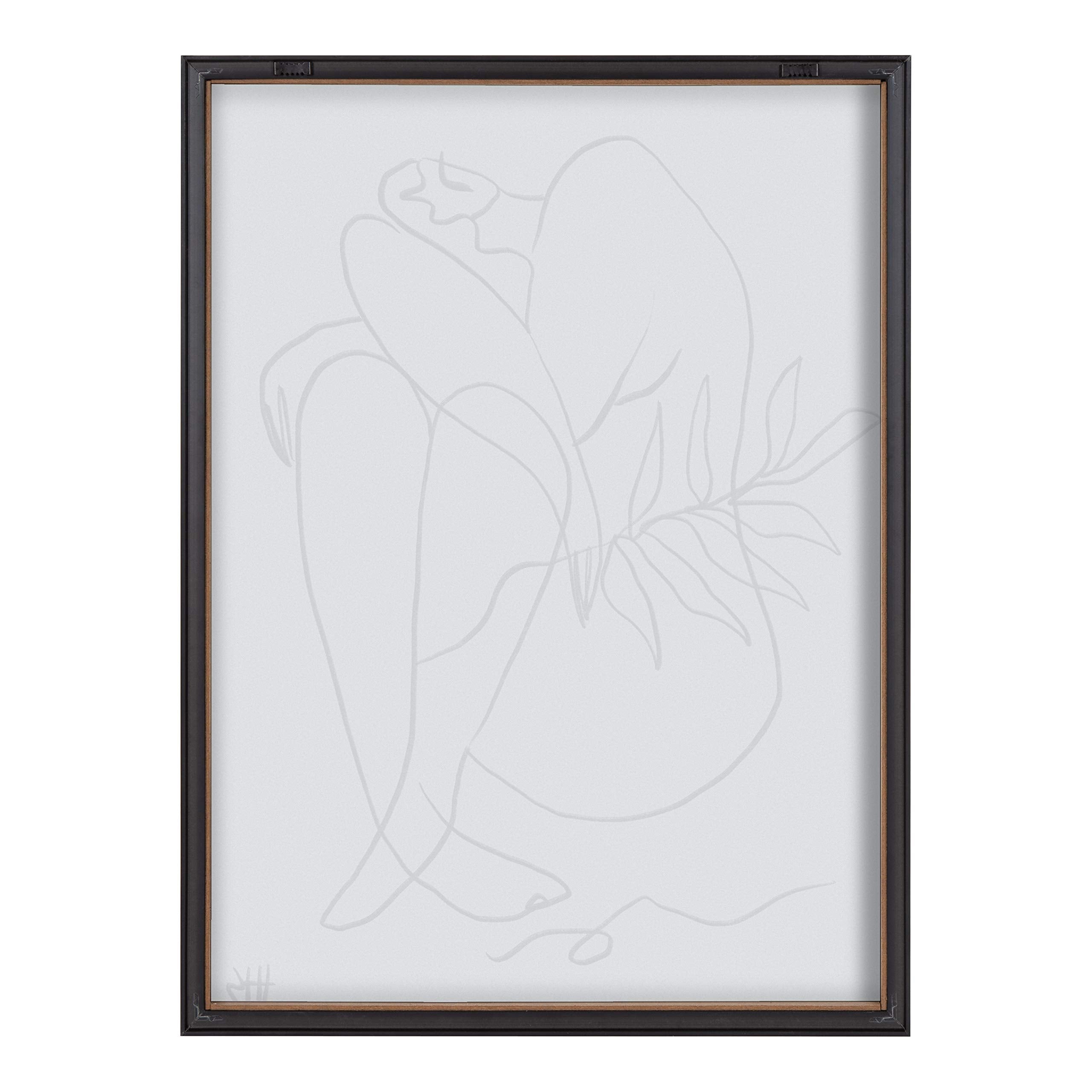 Kate and Laurel Blake Summer Lines 5 Framed Printed Glass Wall Art by Maggie Stephenson, 18x24 Gold, Chic Modern Minimalist Art for Wall