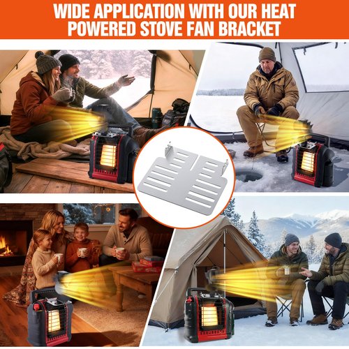 Dreyoo Upgraded Wood Stove Fan Bracket, Compatible with Mr. Heater Buddy MH9BX, MH12HB, MH18B, Heat Powered Stove Fan Mounted Accessories, Aluminum Alloy Bracket with Adjustable Sliding Block System