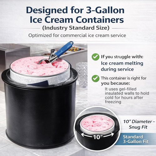 Carlisle Coldmaster Ice Cream Server - Insulated 3 Gallon Crock with Lid for Kitchens | White Plastic