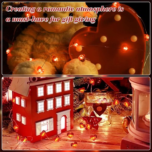 pozzolanas LED Heart Fairy Lights Battery Operated, 50 LED 17FT Copper Wire Mini String Lights Waterproof Starry Lights for Bedroom,Halloween,Christmas,Parties Wedding Decoration (Red, 1 Pack)