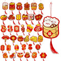 Valauni 36Pcs Chinese New Year Decorations 2026 Lucky Hanging Ornaments Fu Knot Pendants Lunar New Year of The Horse Decoration for Home Office Tree Wall Party Spring Festival Chinese New Year Decor