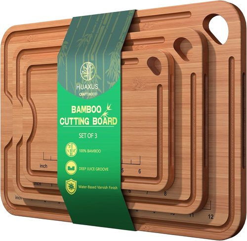 Bamboo Cutting Board by Skiennix - 2-In-1 Design with Deep Juice Grooves & Built-In Handles | Ideal Kitchen Gift for Women