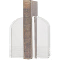Deco 79 Crystal Geometric Decorative Bookends Arched Non Skid Bookends, Set of 2 Office Bookends2 W, 6" H, Clear
