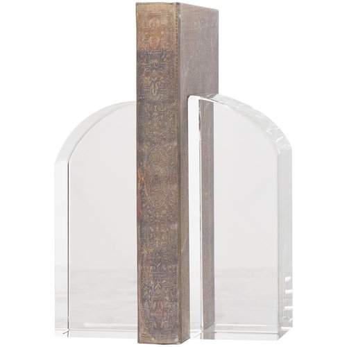 Deco 79 Crystal Geometric Decorative Bookends Arched Non Skid Bookends, Set of 2 Office Bookends2 W, 6" H, Clear