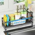 Cisily Extra Large Sink Caddy Organizer - Black Sponge & Dish Brush Holder for Kitchen Storage