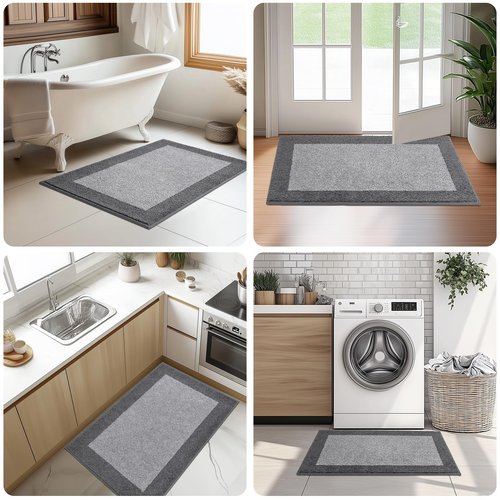 DOMUSTEX Machine Washable Kitchen Rug 32" x 84", Non Slip Kitchen Mat for Floor, Absorbent Entrance Runner Rug for Bedroom, Hallway, Bathroom, Door (Roll Packing)