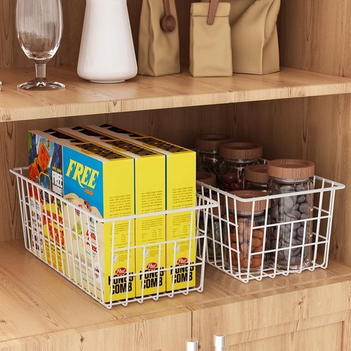 Orgneas Freezer Organizer Bins, Upright Freezer Basket Drawer Organizer Bins, Better Air Circulation Metal Wire Storage Container Bin For Chest Deep Freezers, Easy Sort & Get Food, 2 Large 2 Medium