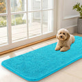 OLANLY Dog Door Mat - Absorbent Non-Slip Mud Mat for Indoor Use | Quick Dry Chenille, Aqua Blue, 47x17