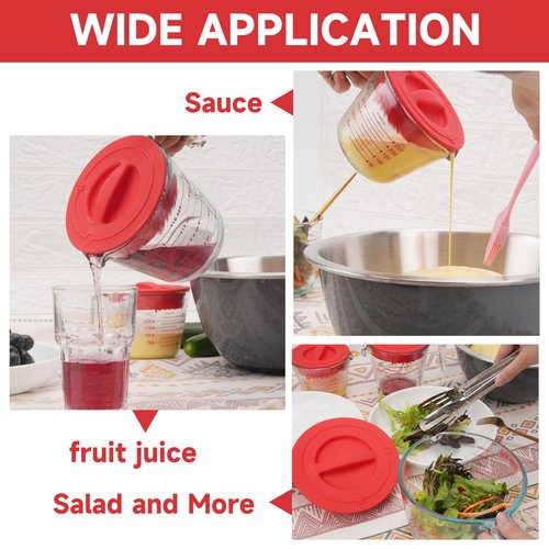 1 Pack Silicone Replacement Lids, Only Fit For Pyrex 2-Cup Tempered Glass Liquid Measuring Cups, Reusable & Food-Grade Silicone, Dishwasher & Microwave Safe (Cups not Included)