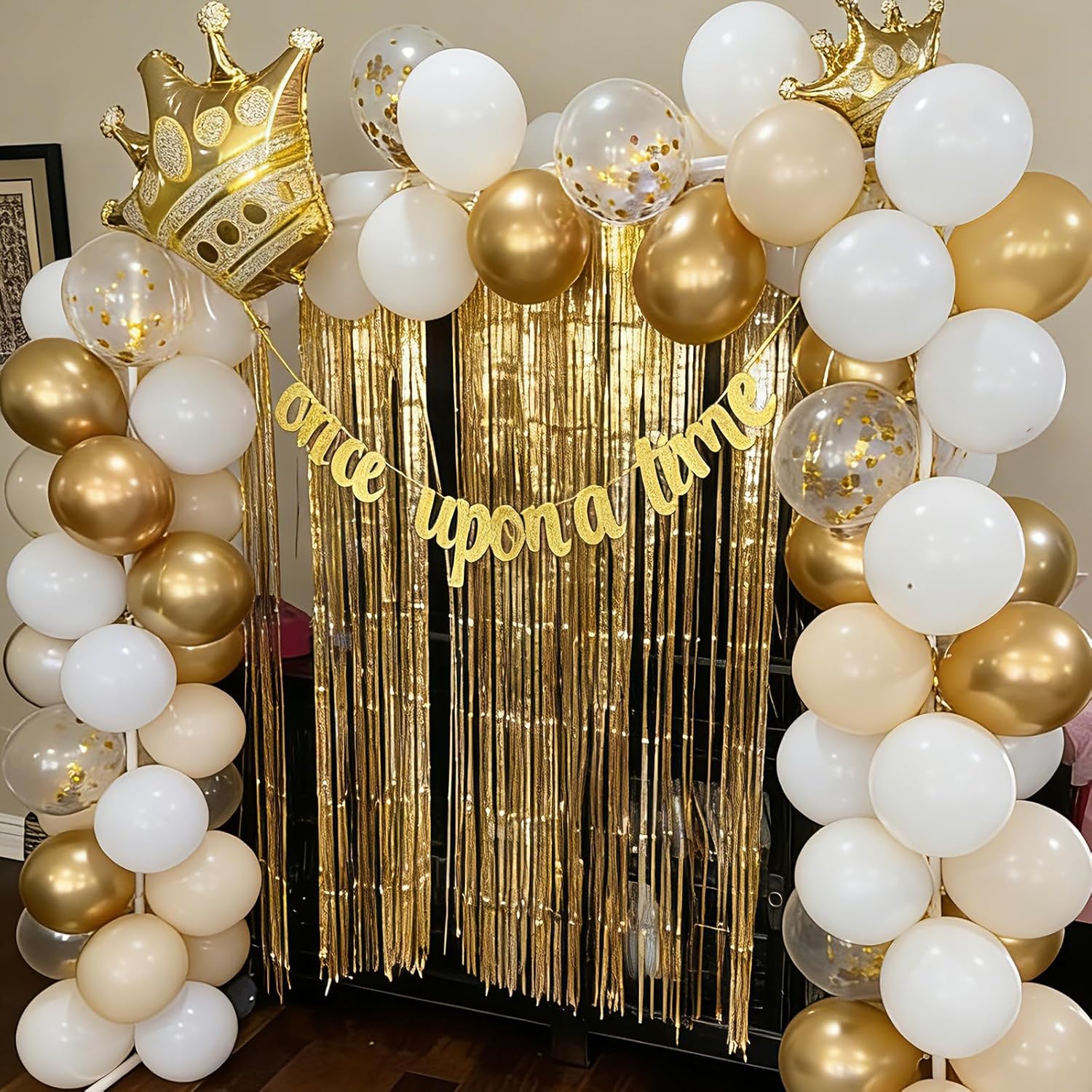 Skiennix White and Gold Confetti Balloons - 50pcs 12 Inch Metallic Latex for Celebrations