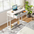 Tribesigns Portable Desk with Drawers, Mobile Laptop Desk with Wheels, Sofa Side Table Bed Desks, Small Standing Desk for Home Office (White)