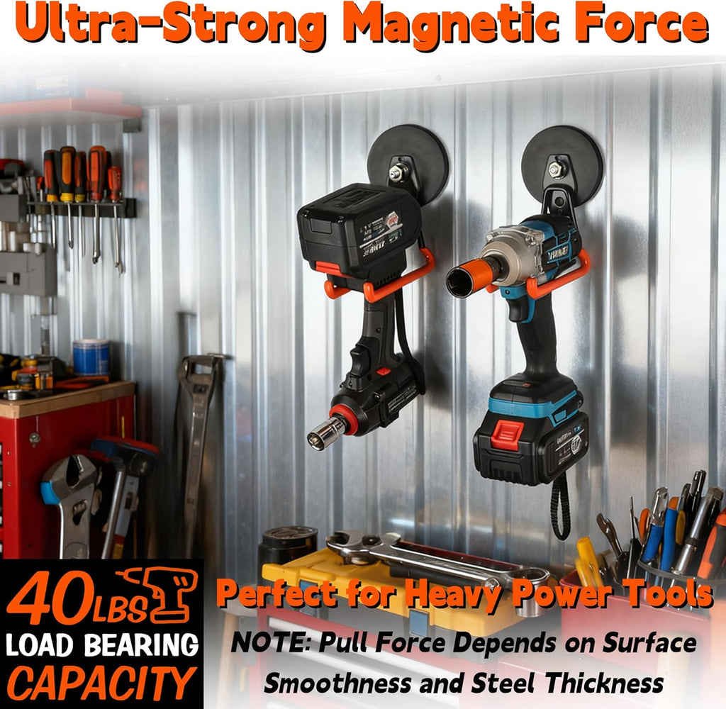 ULIBERMAGNET Heavy Duty Magnetic Hooks - Strong 3.46 Inch Hooks for Cables, Tools & More | 2 Pack (Orange)