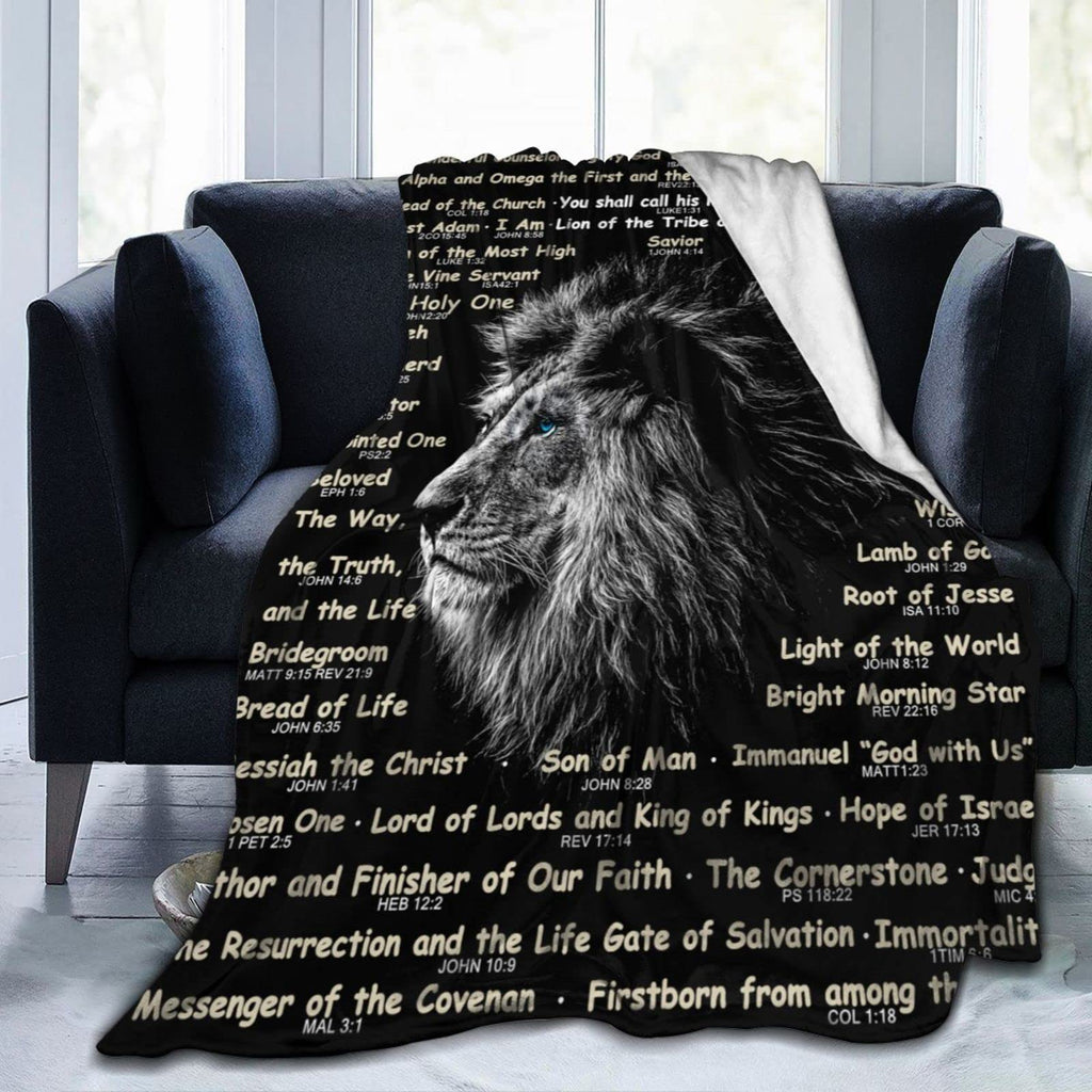 Bible Verse Blanket Christian Gifts (50x40inch)- Religious Throw Blanket Soft Lightweight Cozy Plush Warm Lion Blankets for Women Men