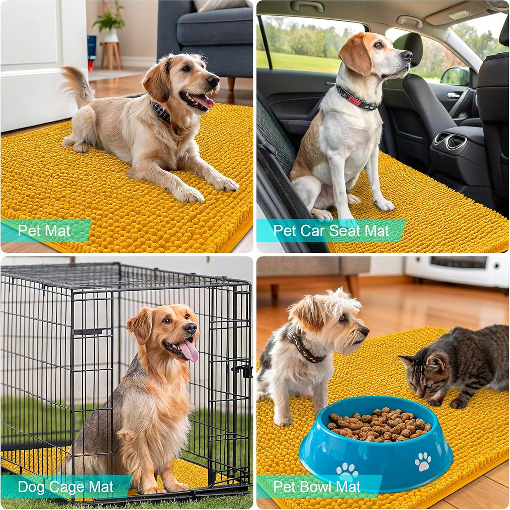 OLANLY Dog Door Mat - Absorbent Non-Slip Washable Doormat for Muddy Paws | 30x20 Golden Yellow