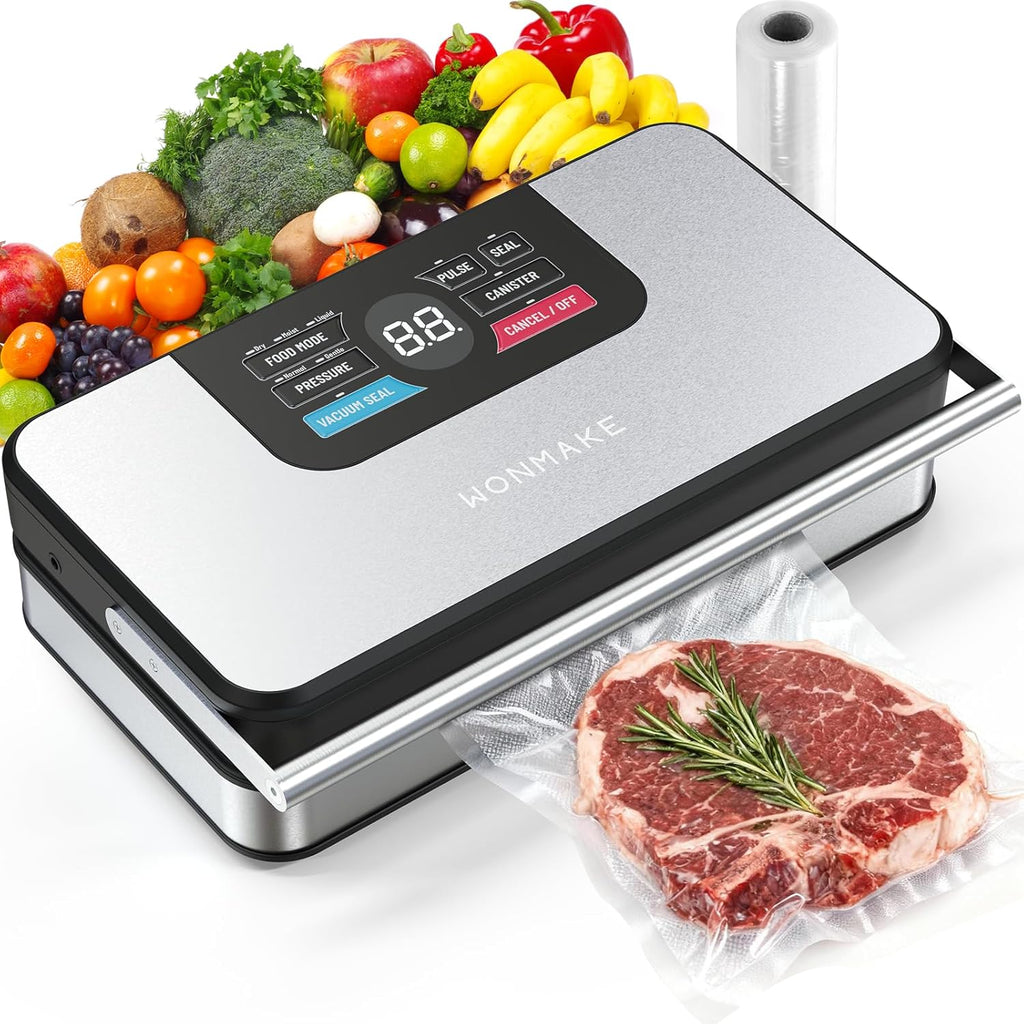 Skiennix Vacuum Sealer - Powerful 95kPa Fully Automatic 10-in-1 Machine with Cutter & Storage | Premium Stainless Steel