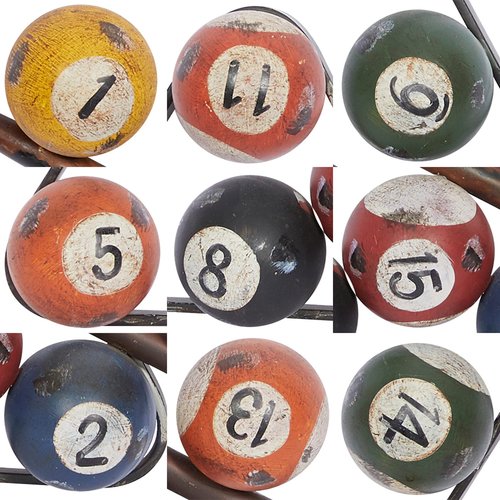 Deco 79 Metal Games Home Wall Decor Pool Wall Sculpture, Wall Art 3" x 30" x 15", Multi Colored