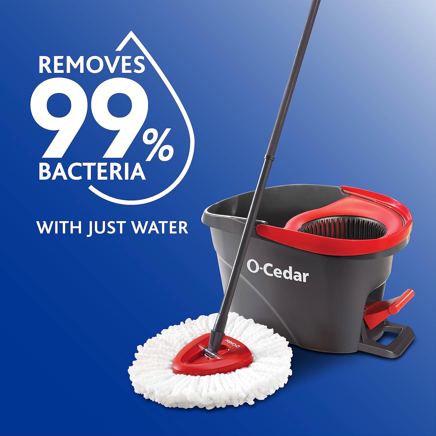 O-Cedar EasyWring Microfiber Spin Mop - Efficient Floor Cleaning System with 2 Extra Refills | Red/Gray