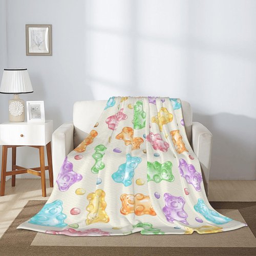 Gummy Bear Throw Blanket, 320GSM Flannel Blankets for Women Girls Kids Boys Men, Gummy Bears Blanket Super Soft Cozy for Bed Sofa Couch Gifts (Bears, 50"x40")