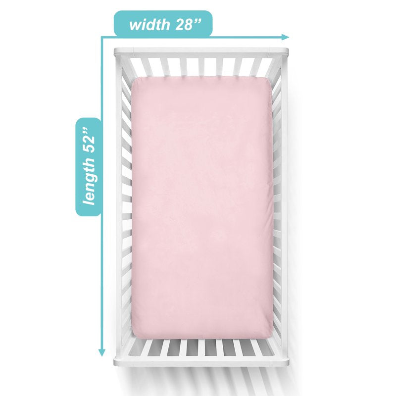 Pink Fitted Crib Sheet 100% Cotton Jersey - Soft, Breathable, Hypoallergenic Baby Bedding