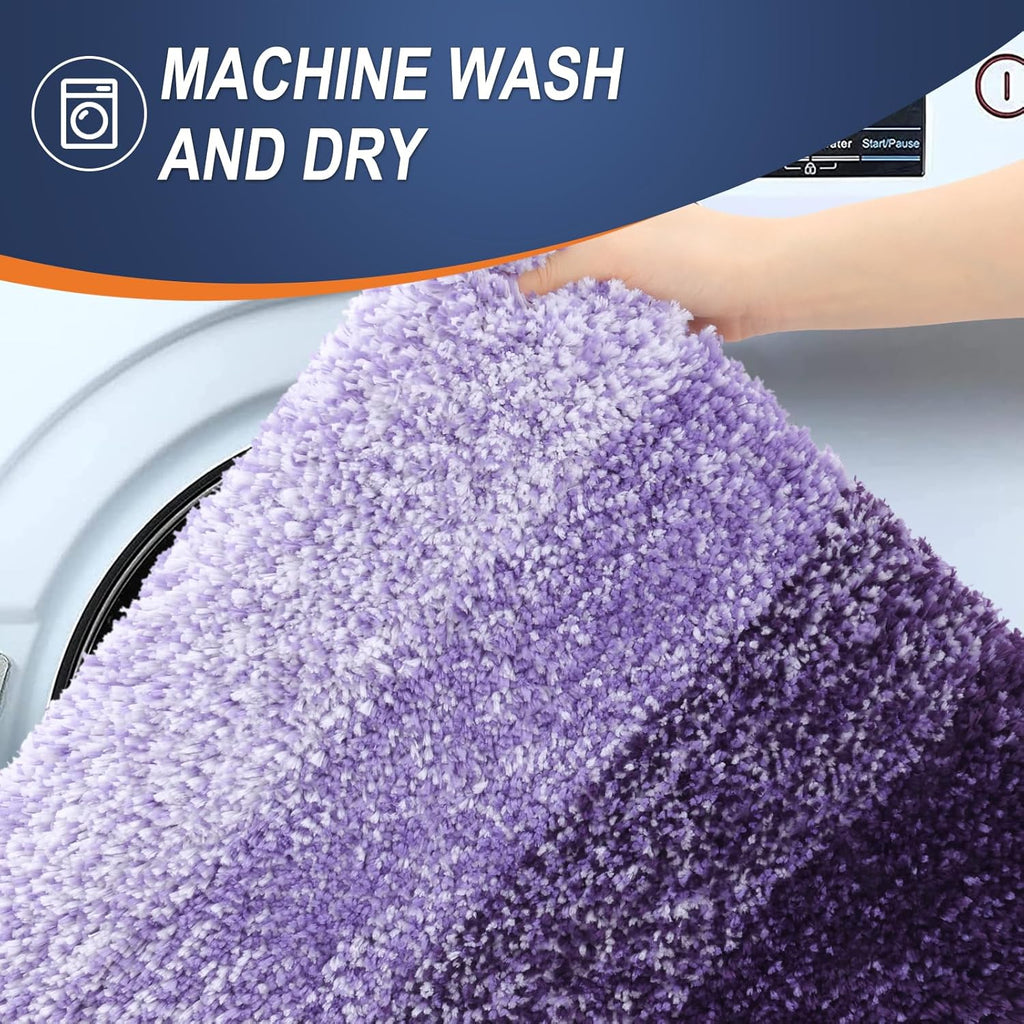 OLANLY Large Bathroom Rug Mat - Extra Soft Microfiber, Quick Dry & Machine Washable | 54x24, Violet