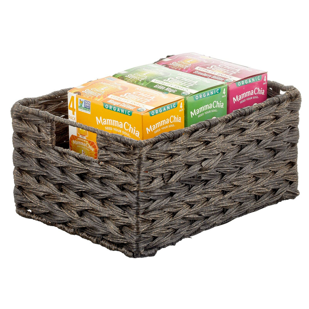 mDesign Woven Farmhouse Kitchen Pantry Food Storage Organizer Basket Bin Box - Container Organization for Cabinets, Cupboards, Shelves, Countertops - Store Potatoes, Onions, Fruit, 6 Pack, Camel Brown