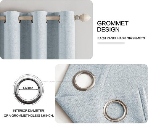 MIULEE 90-Inch Linen Textured Blackout Curtains - Thermal Insulated Chambray Blue Drapes | Luxury Room Darkening for Bedroom & Living Room (2 Panels)