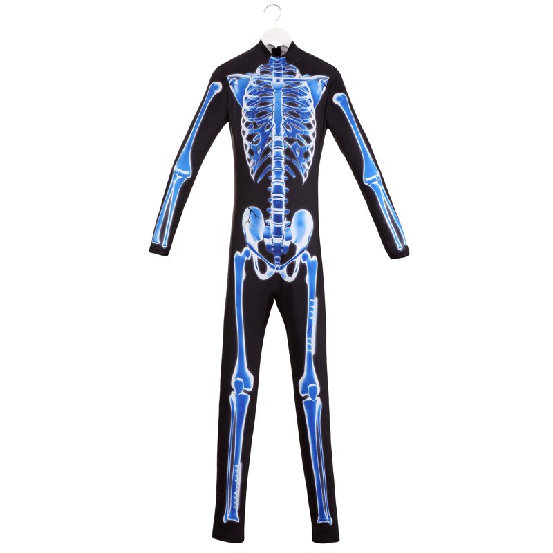 Women's XL X-Ray Skeleton Jumpsuit Costume - Stretchy Spandex Fabric