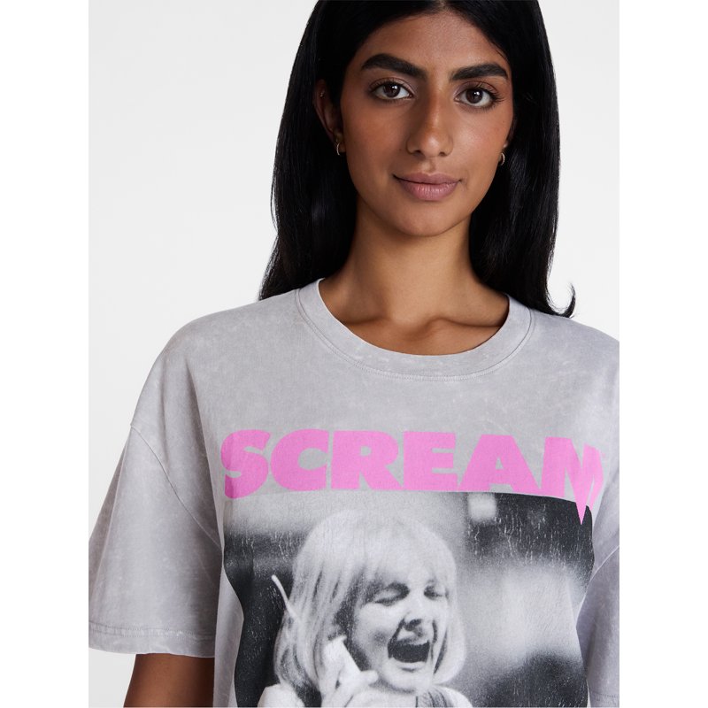 Grey Women’s Scream Halloween Graphic Tee - XS Short Sleeve Cotton