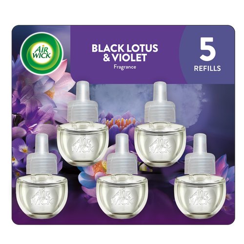 Air Wick Plug In Scented Oil Refill, Infused with Essential Oils, Plug In Air Fresheners for Home, Black Lotus & Violet, 5 ct