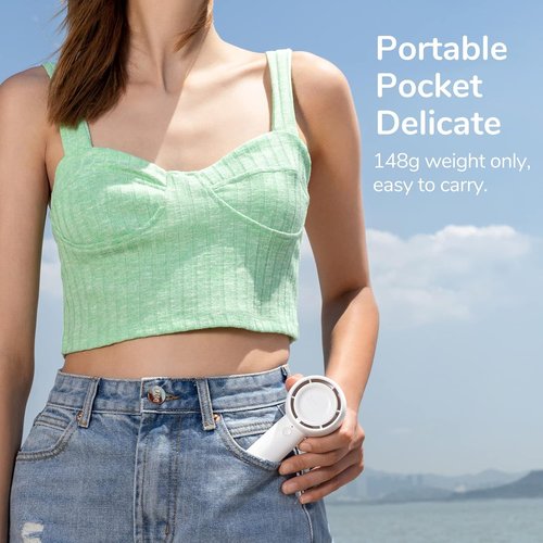 JISULIFE Mini Portable Bladeless Fan - Powerful 5-Speed Handheld Design | USB Rechargeable, 16Hrs Cooling Time, Ideal for Travel & Gifts