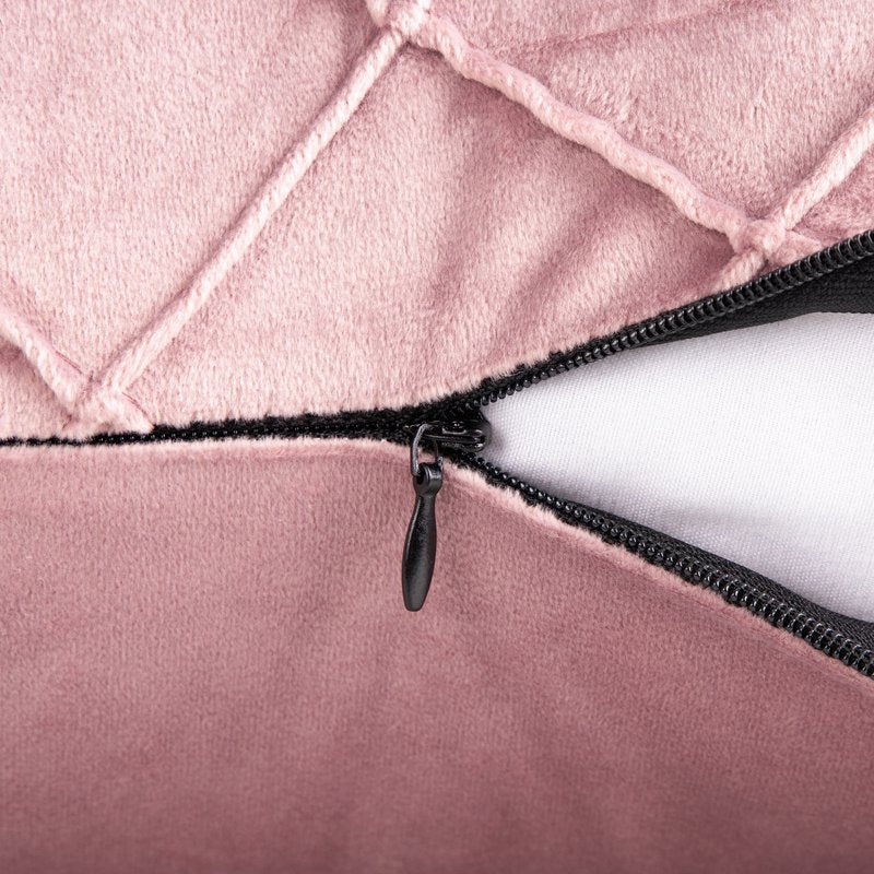 Pink Velvet Pleated Throw Pillow Cover 18x18 Inch Set of 2 - Decorative Cushion Case