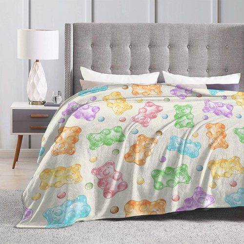Gummy Bear Throw Blanket, 320GSM Flannel Blankets for Women Girls Kids Boys Men, Gummy Bears Blanket Super Soft Cozy for Bed Sofa Couch Gifts (Bears, 50"x40")