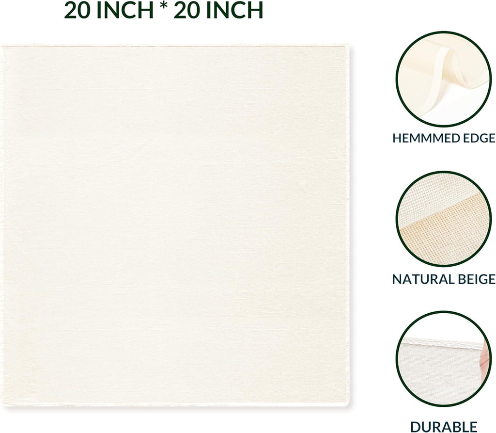Skiennix 6-Pack Beige Cheesecloth - 20x20 Inch Reusable Unbleached Cotton Strainer for Cooking & Baking