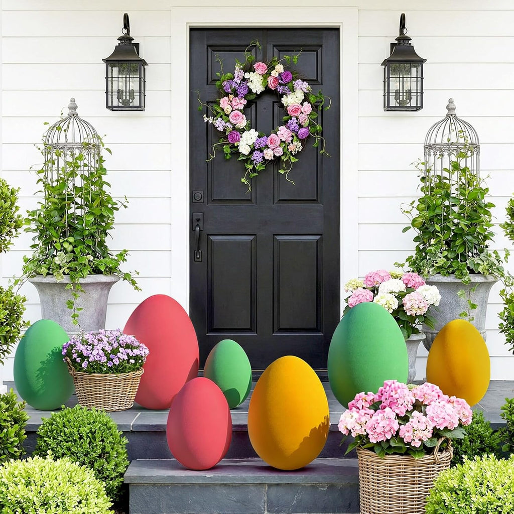 Zesua Flocked Easter Eggs - Set of 3 Decorative Spring Eggs for Home Centerpieces | Pink Indoor Decor