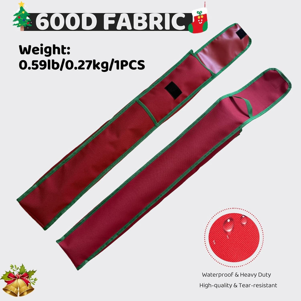 OUTTDID Wrapping Paper Storage Bag - Gift Organizer for 9 Rolls | Red with Pocket for Crafts