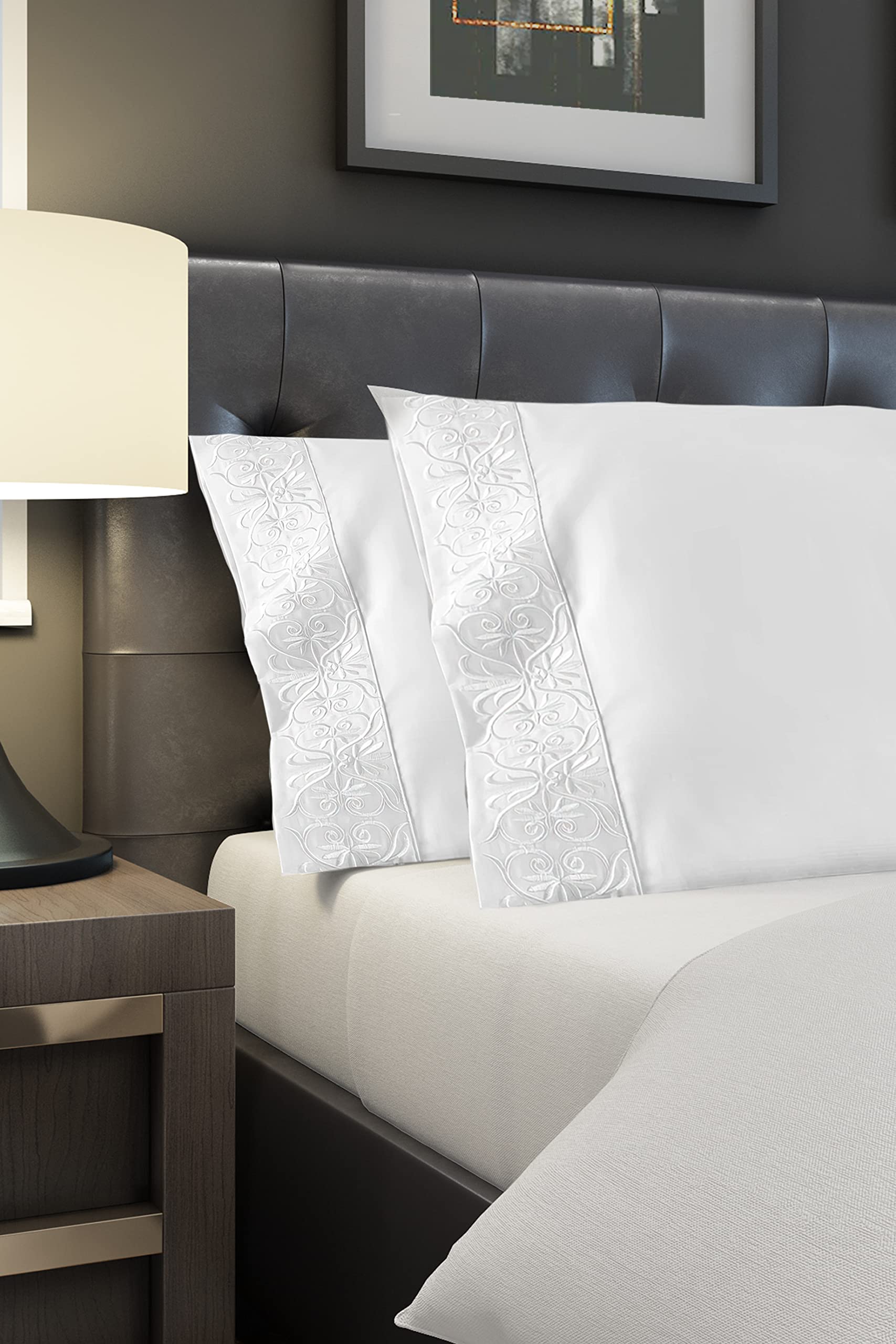 Royal Therapy Queen Sheet Set, 100% Cotton, 1000 Thread Count, Fitted Sheets for Queen Bed, 17-Inch Deep Pockets, White Bedding Set