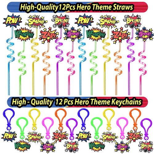 Fumogym 220PCS Hero Party Favors Kit – Birthday Supplies Includes Goodies Bags, Straws, Bubble Wands, Notebook & More – Perfect for Party Decorations & Pinata Fillers