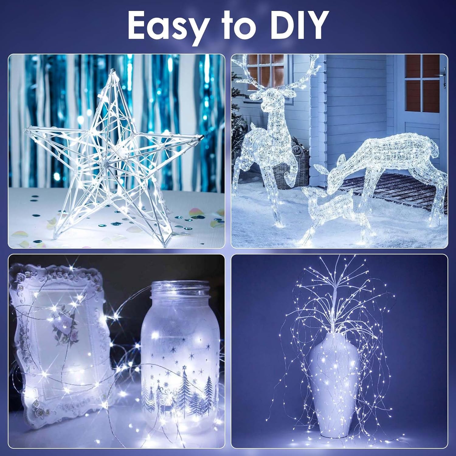 Skiennix 50 LED Fairy Lights - Waterproof 16FT Battery Operated String Lights with Timer | Cool White for Indoor/Outdoor Decor