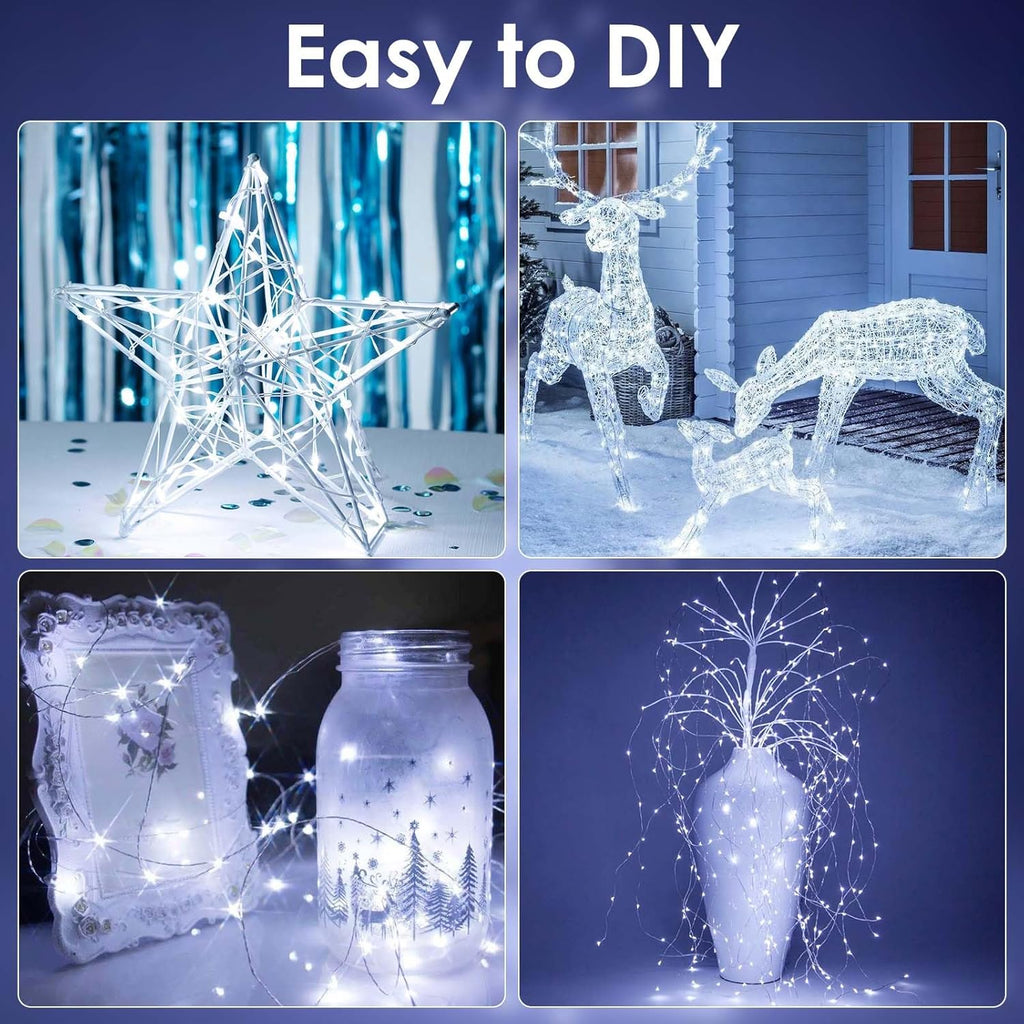 Skiennix 2-Pack Battery Operated Fairy Lights - Waterproof 16FT 50 LED String Lights for Indoor/Outdoor Decor | Cool White