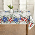 Horaldaily Tablecloth - 60x84 Inch Patriotic Eucalyptus Star Design for 4th of July Celebrations