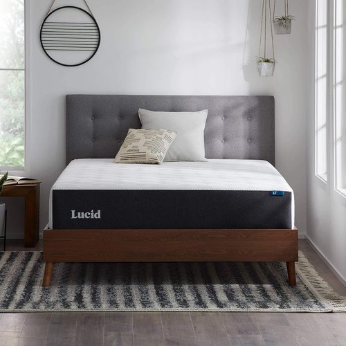 Lucid 12 Inch Memory Foam Mattress - Medium Plush Comfort - Bamboo Charcoal & Cooling Gel - Queen Size