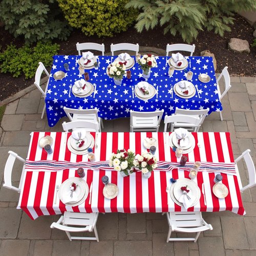 4th of July Party Decorations Set - American Flag Patriotic Theme Kit | Disposable Plastic Tablecloth, 2PCS