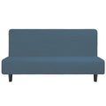 Easy-Going Stretch Futon Slipcover Armless Futon Bed Cover Furniture Protector Without Armrests with Elastic Bottom for Kids, Soft Jacquard Fabric Small Checks (Large, Bluestone)