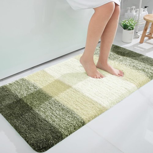 **OLANLY Large Bathroom Rugs - Extra Soft Microfiber Mat, Quick Dry & Washable, 50x30, Dark Green**